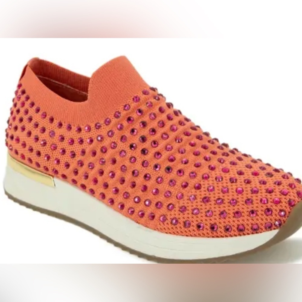 Kenneth Cole Reaction Cameron Jewel Sneaker Coral Rhinestone New Sz: 6 & 7
